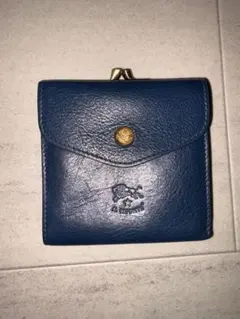 【IL BISONTE】イルビゾンテ がま口 二つ折り財布 ネイビー