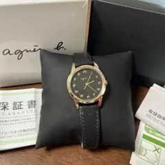 【美品•付属品あり】agnès b. 腕時計 ブラック/ゴールドのサムネイル