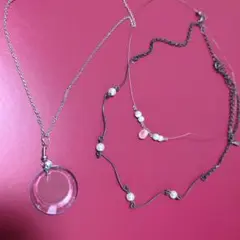 クリアビーズネックレス　キラキラ３本セット