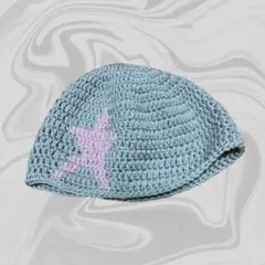 【ハンドメイド】 編み物 ニット帽 ビーニー クラッシャーハット クロシェハット