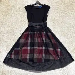 美品 バーニーズニューヨーク 異素材切替 ドッキング ロングワンピース