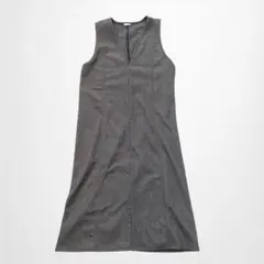 しまむら ジャンスカ ジャンパースカート ロング丈 ヘリンボーン柄 洗える