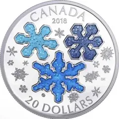 カナダ銀貨】スノーフレーク 雪の結晶 スワロフスキー付 銀貨 2012