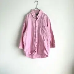 【チャオパニック】 シャツ 七分袖 ピンク ボタンダウンシャツ Mサイズ 無地