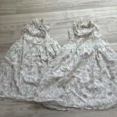 花柄 ノースリーブワンピース　姉妹お揃い　淡色