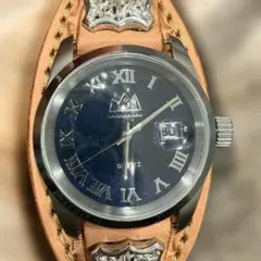 稼働 美品 SAAD ターコイズ シルバー レザーベルト サファイアガラス