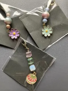 パステルフラワーミニチャーム3個セット