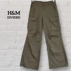 H&M DIVIDED カーゴパンツ ワイドパンツ カーキ ウエストゴムのサムネイル