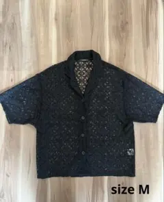 未使用品★お洒落　可愛い　レース　シャツ花柄　透かし　M ブラック　ジャケットのサムネイル