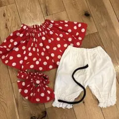 ミニーコスプレ　赤と白の水玉　スカート・パンツセット　ディズニーランド　ミッキー