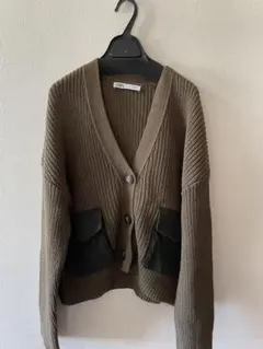 ZARA オリーブグリーン カーディガン