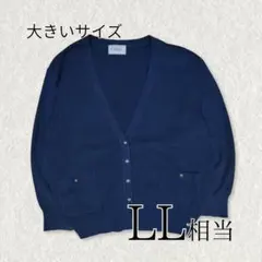 カーディガン Vネック ダークカラー 事務服 ゆったり L〜LL相当