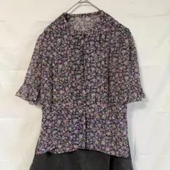 花柄 半袖ブラウス 袖フリル 00's Vintage Grunge Y2K