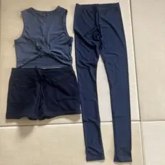 新品ヨガウェアセットSHEIN グレータンクトップ・レギンス・ショートパンツ
