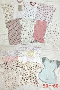 夏生まれベビー17点まとめ売り 肌着 カバーオール ロンパース50〜60センチ