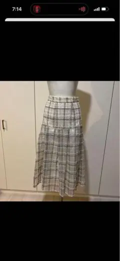 snidel ハイウエストチェック柄キラキラロングスカートS