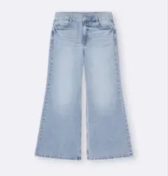 【GU】GIRLS リラックスワイドフレアジーンズ