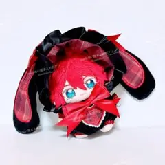 10〜12cm ぬい服 いつぬい たれ耳うさぎ着ぐるみ ベルベット（赤）