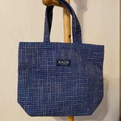KALDI ネイビー チェック柄 トートバッグ