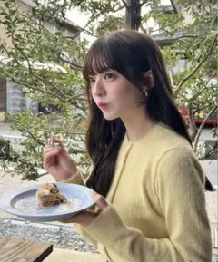 GRL kz443 ラメフェザーニットカーディガン イエロー