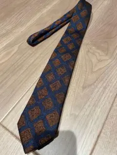 Maker's Shirt ネクタイ 青茶色 ダイヤモンド柄のサムネイル