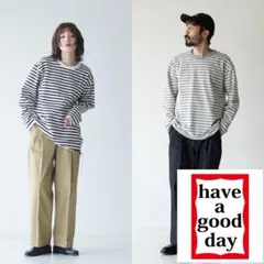 【美品】 have a good day ボーダー ルーズ ロンT