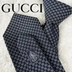 GUCCI(グッチ)　ネクタイ　GG柄　人気モデル　ハイブランド　高級シルク　黒