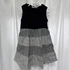 SHIPSノースリーブ ワンピース 110cm 黒白ストライプ