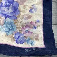 ニナリッチ スカーフ Nina Ricci 大判スカーフ 花柄 ネイビーのサムネイル