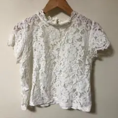 GRL　グレイル　総レース　ブラウス　ホワイト　L　E097