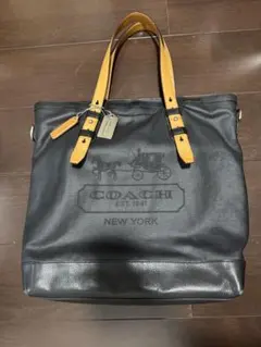 COACH ブラック タン トートバッグ