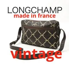 H9359-44◾️ロンシャン　総柄ショルダーバッグ　斜め掛けレザー