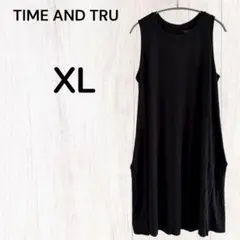TIME AND TRU ブラック ノースリーブワンピース XL 黒