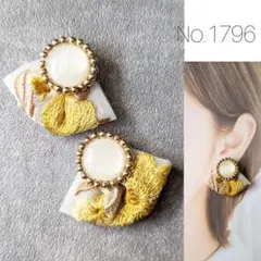 ビーズ刺繍 インド刺繍リボン シェルパール ハンドメイド ピアス イヤリング