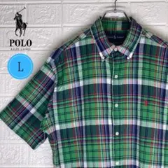 【24時間以内　匿名発送】ラルフローレン　BD半袖シャツ　チェック　US-M