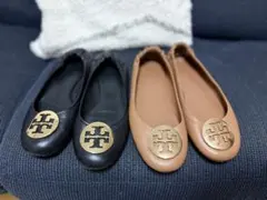 美品✨トリーバーチ　バレエシューズ　パンプス　ロゴ入　レザー　黒　US8