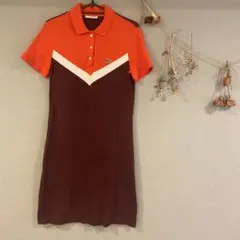 美品　LACOSTE ポロワンピース ワインレッド　ゴルフ