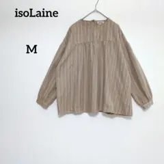 イソライネ ゆったりシャツ 長袖 ストライプ ベージュ ルーズフィット M