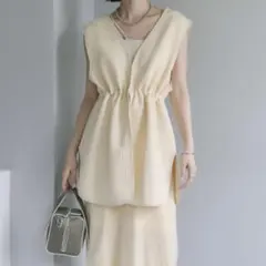 【美品】Mystic キルティングジレ ベージュ F