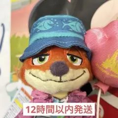 ニック　ぬいぐるみバッジ　ディズニー　ズートピア　キーホルダー　チェーン