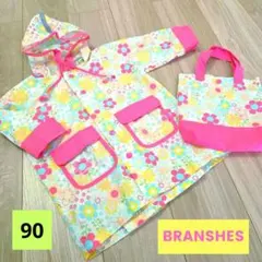 ブランシェス/BRANSHES 花柄模様 撥水加工 レインコート 雨具 90cm