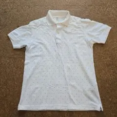 UNIQLO メンズ ホワイト ドット柄 ポロシャツ S