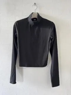 ユニクロ UNIQLO AIRism ハーフジップ長袖トップス ブラック M