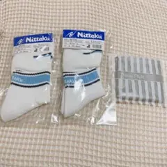 新品 Nittaku 卓球ソックス（L）2足とシンプルハンカチセット