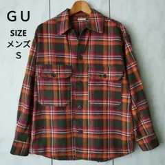 【極美品】ＧＵ サイドポケット付き大きめ厚手チェックシャツ　Ｓ 　ユニセックス