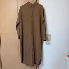 美品⭐︎イング　七分袖茶系シャツワンピース ロングシャツ　M