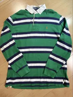 ポロ・ラルフ・ローレン 長袖ポロシャツ 緑と白のストライプ