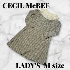 CECIL McBEE ノースリーブニット 襟レース　ワンピース　Mサイズ