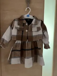 チェック柄ジャケット付きワンピース 12M~18Mcm