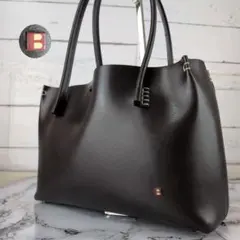 【極美品】BALLY☆Bロゴ　オールレザー　バッグ　ダークブラウン　レディース
